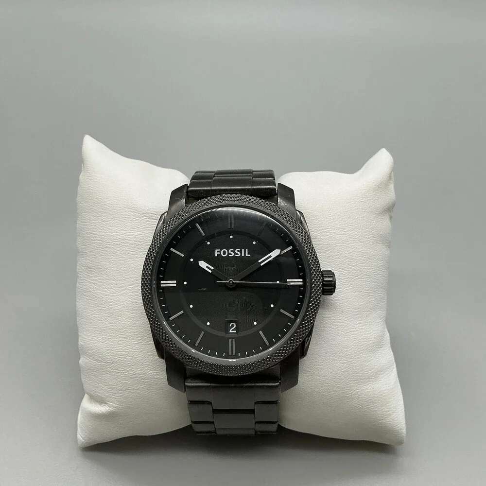 Fossil Machine FS4774 Mens Watch 42mm Stainless Bracelet 50M New Battery 6.5